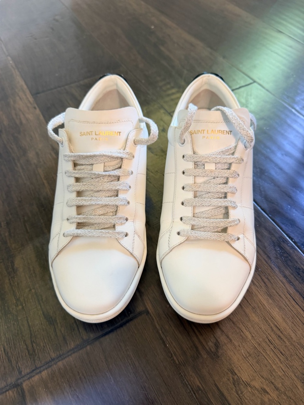 Saint Laurent SL/06 "Lip" Sneakers: Mismatched Gem-Tone Heels & Lurex Laces 38.5 - Picture 2 of 10
